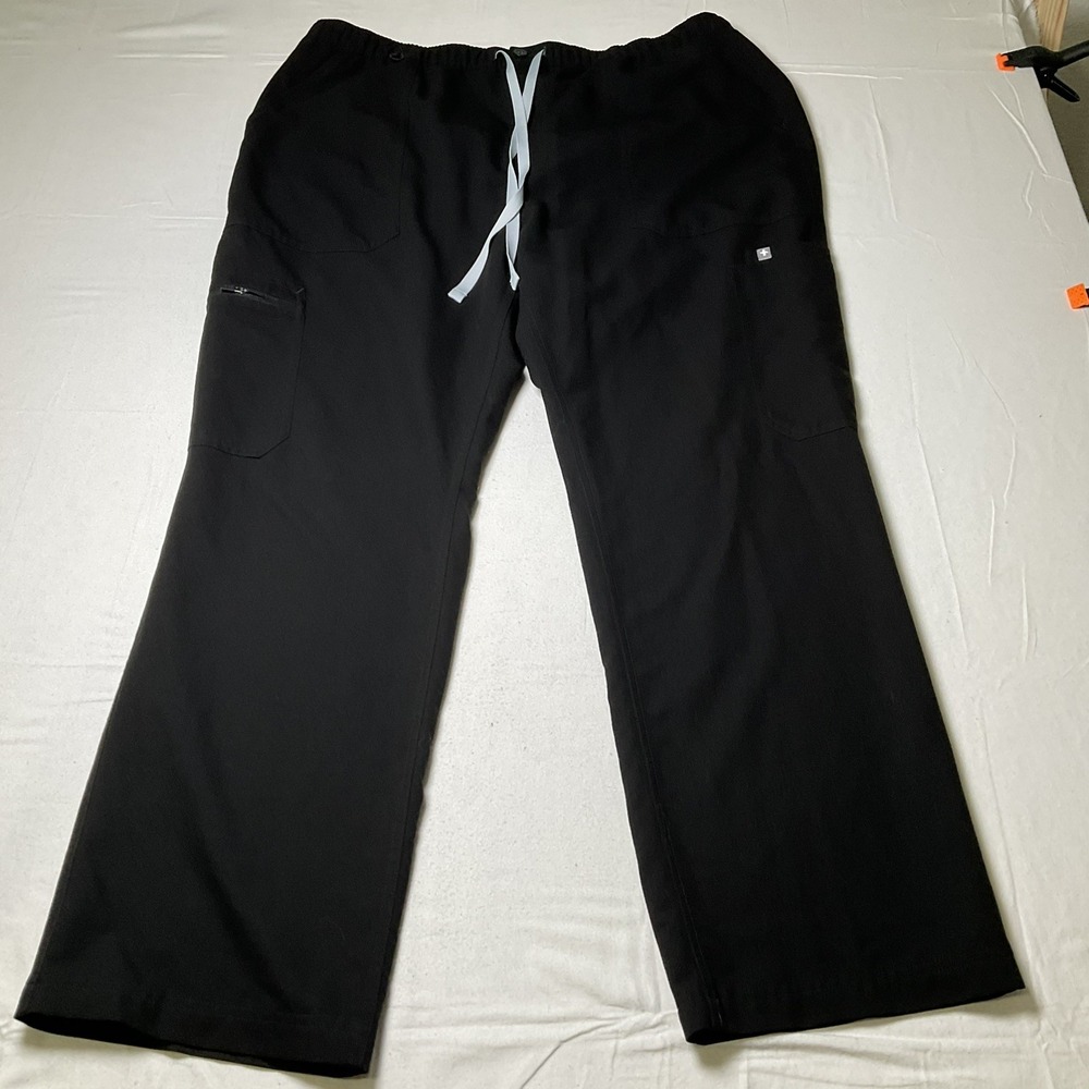 FIGS Women's Black Scrub Pants XXL Drawstring Waist Cargo Pocket Medical 569